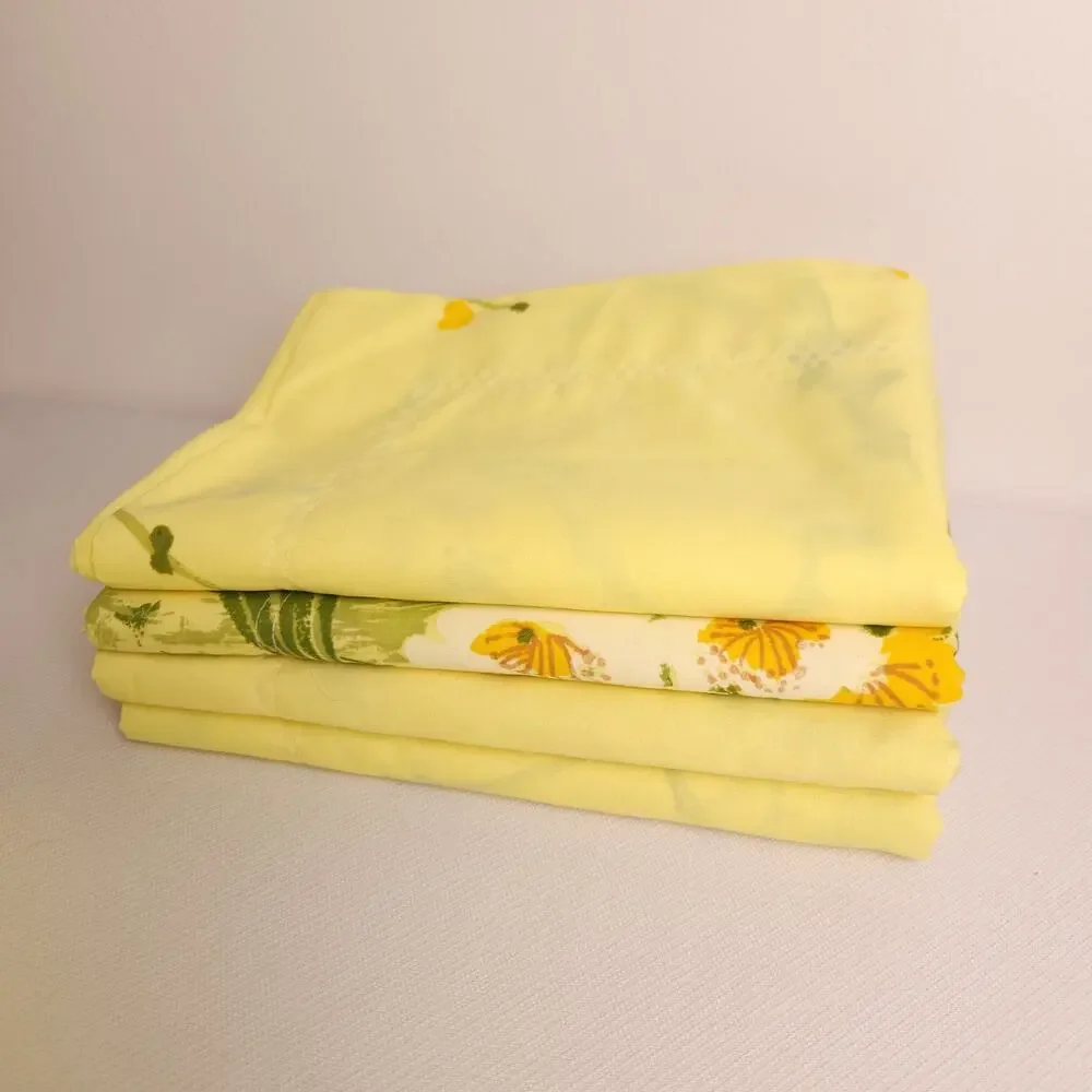 Vintage Twin Duvet & Sheets Set 8 pieces 60s Cotton Percale Yellow Blue Bird
